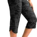 Pudolla Women's Swim Capris 18" Quick Dry UPF50+ Swimsuit Pants Long Board Shorts for Women with Pockets (Large, Black Camo)