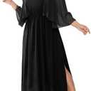 Womens Plus Size Cocktail Party Dress Square Neck Flutter Sleeve Split Elegant Formal Flowy A Line Maxi Dresses, 2XL