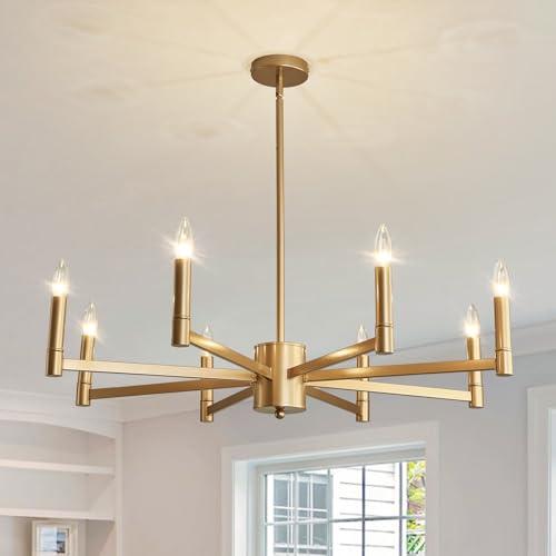 ASGYISA 8-Light Gold Candle Chandeliers Modern Farmhouse Ceiling Light Fixture Industrial Lighting for Dining Room Living Room Bedroom Kitchen Island Foyer ASGYISA 8-Light Gold Candle Chandeliers Modern Farmhouse Ceiling Light Fixture Industrial Lighting for Dining Room Living Room Bedroom Kitchen Island Foyer