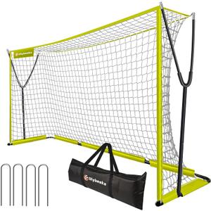 12x6 FT Soccer Goal for Backyard, Portable Soccer Goal Net with Ultra Stable Outward Angled Metal Frame, 7-ply Tetoron, Carry Bag, Ground Stakes - Easy Set Up for Youth & Adult Indoor Outdoor Practice