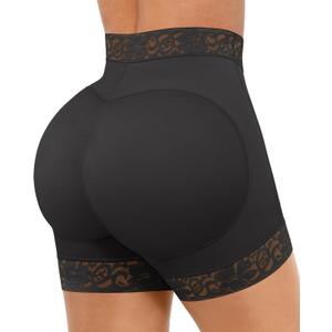 FeelinGirl Butt Lifter Panties Hip Enhancer Shapewear Tummy Control Body Shaper Shorts (Small, Black)