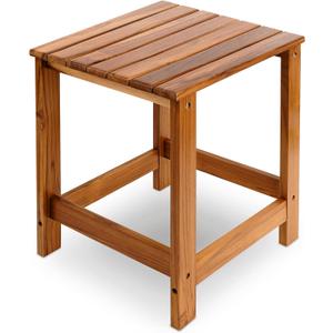 Utoplike Teak Outdoor Side Table for Patio, Pool Coffee Accent Table, Wood End Tables for Garden, Backyard, Bed, Living Room, Couch, 1-tier