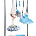 Broom Mop Holder Floor-Mounted mop Rack Cleaning Tool storage for laundry room closet organizer (6racks), Grey 