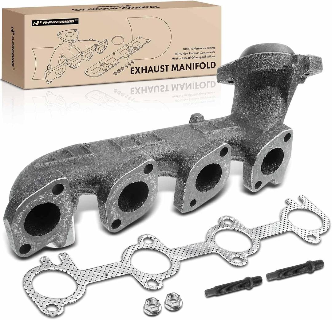 A-Premium Left Side [V8 5.4L] Engine Exhaust Manifold Kit Fit for Ford F-250 F-350 Super Duty, E-150, E-250, E-150 E-250 Econoline, E-450, Excursion & Lincoln Navigator, W/Gasket & Nuts & Studs