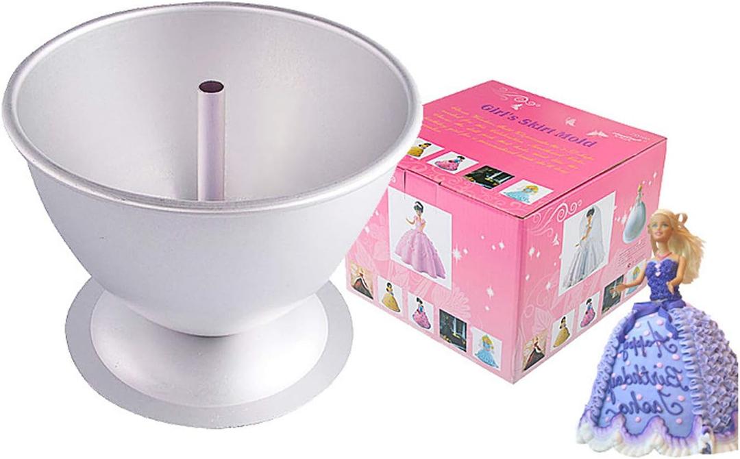 FETESUR Princess Dress Doll Cake Pan Aluminum Alloy Skirt Cake Baking Pan for Birthday and Anniversary (8 inch)