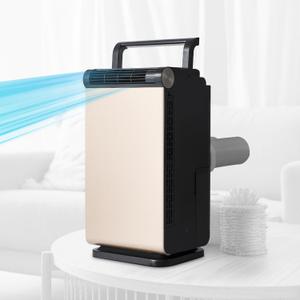 BLACK+DECKER 3-in-1 Personal Portable Air Conditioner, 1000 BTU (ASHRAE 128) Portable Fan & Dehumidifier, Windowless Air Cooler with Electronic Control Panel, LED Display, Timer & Dual Exhaust Hose (Small, Black/Champagne)