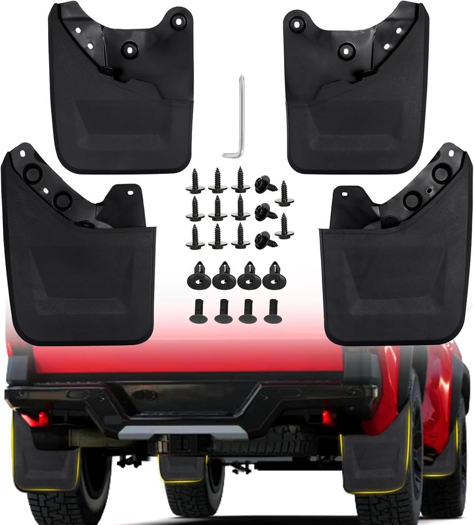 Upgraded Mud Flaps for 2024 2025 2026 Toyota Tacoma 4th Gen Mudguards Front & Rear Wide Tire Splash Guards Accessories No Drilling Required (Fits Crew Cab/Extended Cab)