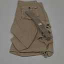 FOURSTEEDS Women's Cotton Loose Fit Zipper Multi-Pockets Twill Bermuda Drawstring Women Cargo Shorts (8, X87 Khaki)