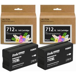 712 712XL Black Ink Cartridge Replacement for 3ED71A Ink 712 712XL Compatible for DesignJet T210 T230 T630 T650 Printers(2BK-80ML,2-Pack)