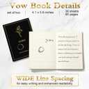 Engrowtic Set of 2 Wedding Vow Books His and Hers Vows on Our Wedding Day Notebooks with Gold Foil Fabric Cover 5.8"x 4.1" Bride and Groom Gift for Newly Engaged Couple, 60 Lined Pages (Black, White)