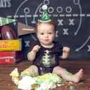 BOOMPA Half Birthday Party Hat, Green Felt with White Pom Pom, 1/2 Number Design