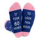 60th Birthday Gifts for Her,Mom Grandma Sister Best Friend Wife Teacher Mother Happy 60th Birthday Gifts for Her Women Female Friendship from Daughter Son Sister Brother Husband,Funny Novelty Socks