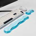Ergonomic Silicone Gel Keyboard and Mouse Wrist Rest Set  Clear Wrist Rest for Keyboard 60%/68%/75%, Comfort & Support for Typing and Gaming (Blue) (long+short)