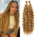 Eerya Long Curly Braiding Hair 20 Inch 2 Packs Ocean Wave Crochet Hair for Black Women Deep Wave Braiding Hair for Boho Braids(20inch,P30/27)