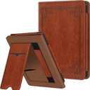 Fintie Stand Case for 6" Kobo Clara Colour (2024) /Clara BW (2024) /2E (2022) eReader - Premium PU Leather Protective Cover Auto Sleep/Wake with Card Slot and Hand Strap, Brown