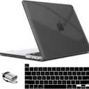 IBENZER Compatible with MacBook Pro 16 Inch Case A2141 Release 2020 2019, Hard Shell Case with Keyboard Cover & Type C Adapter for Old Version Mac Pro 16, Crystal Black, T16CYBK+1TC