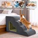 Dog Stairs for High Bed, Pet Stairs-6 Steps Up to 30" H High Bed with Tunnel 2 in 1 with Zippers Suitable, Non-Slip Balanced Indoor Pet Ramp for Dogs and Cats - Grey 6 Tiers