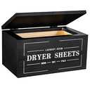 Cute Dryer Sheet Holder with Lid - Rustic Farmhouse Dispenser Laundry Room Decor Accessories, Container Fabric Softener for Organization/Storage, Black