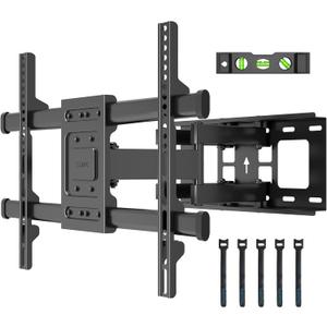 BONTEC Full Motion TV Wall Mount for 37-84 Inch TVs, Hold up to 132lbs, Max VESA 600x400mm, Swivel Tilt Dual Arms, Adjustable Viewing Angle, Fits 16" Wood Studs, Easy Assembly