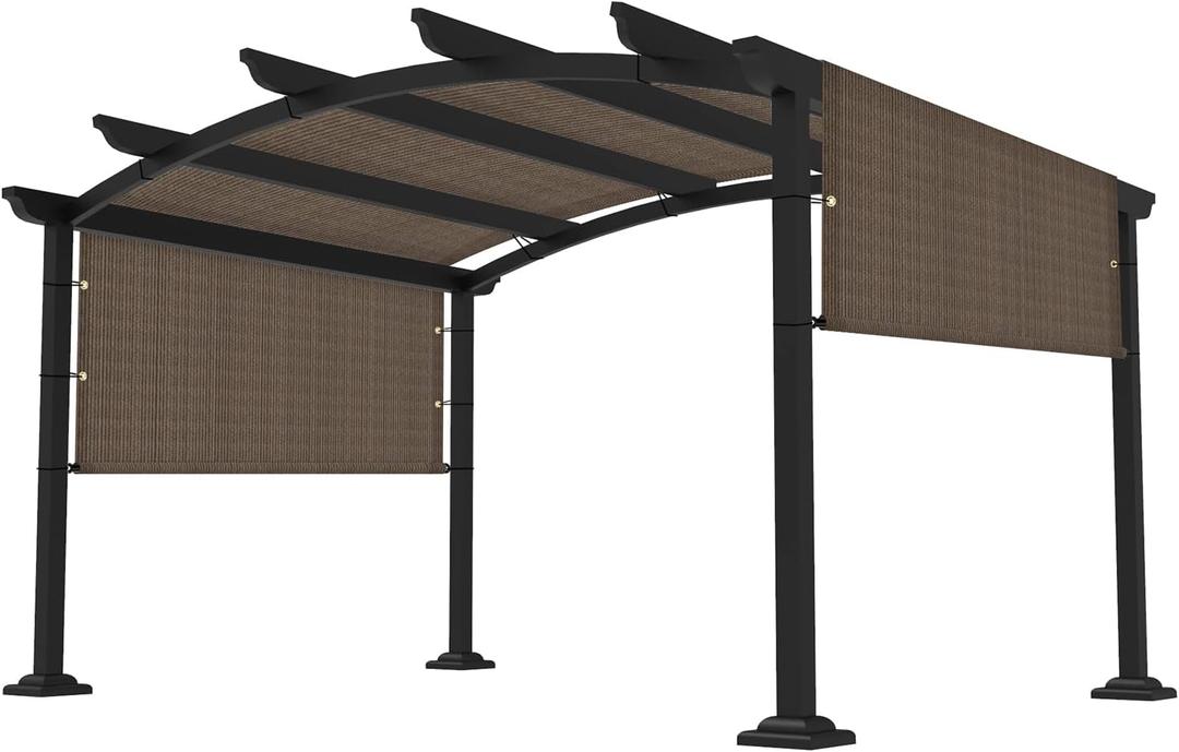 10' 12' Pergola Shade Cover Universal Replacement Canopy Cover Outdoor Durable Fabric Sun Shade Cloth for Deck Patio Porch Backyard Gazebo with Grommets & Weighted Rods, Brown