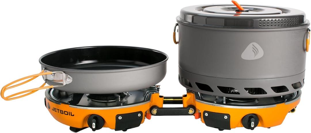 Jetboil Genesis Basecamp Backpacking and Camping Stove Cooking System with Camping Cookware (Orange)