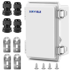 Waterproof Outdoor Project ABS Plastic Junction Box IP67 Weatherproof Dustproof Enclosure with Hinged Cover, Mounting Plate,Wall Brackets for Power Project (5.9"x3.9"x2.8")