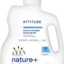 ATTITUDE Liquid Laundry Detergent, EWG Verified, HE Compatible, Plant-Based & Vegan, Natural Laundry Soap, Wildflowers, 80 Loads, 67.6 Fl Oz