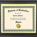 LTYHHK 14x17 Diploma Frame Solid Wood Black, Displays 14x17 Diplomas with Black Over Gold Mat or 16x20 Inch Without Mat, Diploma Frame 14x17 Certificate Frames (LK1620BG)