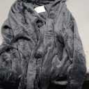 FashGudim Mens Hooded Robe Plush Shawl Collar Kimono Bathrobe Soft Warm Flannel Fleece Spa Robes House Coat Pajamas ,S/M