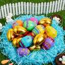 JOYIN 18 Pcs Printed Easter Eggs Include 8 Golden Eggs, 3.15" Colorful Plastic Easter Eggs, Fillable Empty Eggs for Easter Egg Hunt, Basket Stuffer Filler, Egg Toddler Gift
