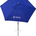 AMMSUN 8ft Large Beach Umbrellas for Sand Heavy Huty Wind Portable Commercial Grade Patio Beach Umbrella with Sand Anchor Adjustable Height Air Vent UPF 50+ Telescoping Pole without tilt Dark Blue