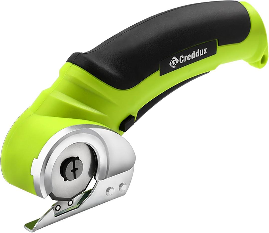 Cordless Electric Scissors, 4.2V Cardboard Cutter Tool for Cardboard Carpet Leather Packages Plastic with Rechargeable Battery Green
