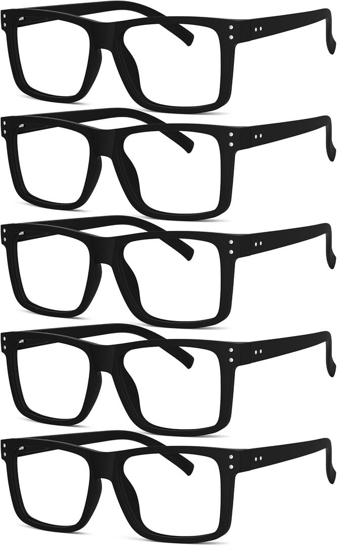 Eyekepper 5-pack Oversized Reading Glasses Square Large Frame Readers for Men and Women - Black +2.50