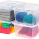 IRIS USA 4-Pack Storage Bins with Lids, 15 Quart, Shoe Boxes Clear Stackable Containers Organize Shoes Closet Shelves, Classroom Organization Teacher Tools, Game Storage - BPA-Free Plastic