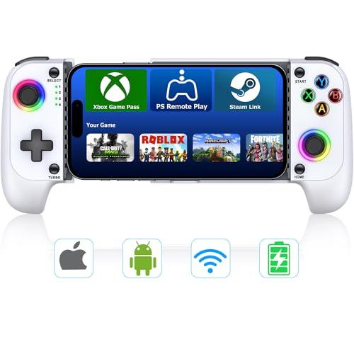Mobile Gaming Controller for Iphone/Android with Case Support, Hall Effect Joysticks Wireless Phone Controller with RGB -Suitable for Cloud Gaming, PUBG, Roblox, Call of Duty Mobile Gamers