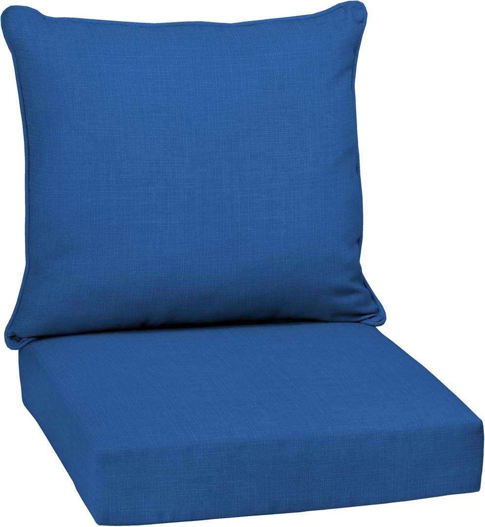 Arden Outdoor Deep Seat Cushion Set, 24 in x 24 in, Weather-Proof, Rain-Proof, Fade Resistant Patio Cushion for Chair, Sofa, and Couch Cobalt Blue Texture (1 Pack)