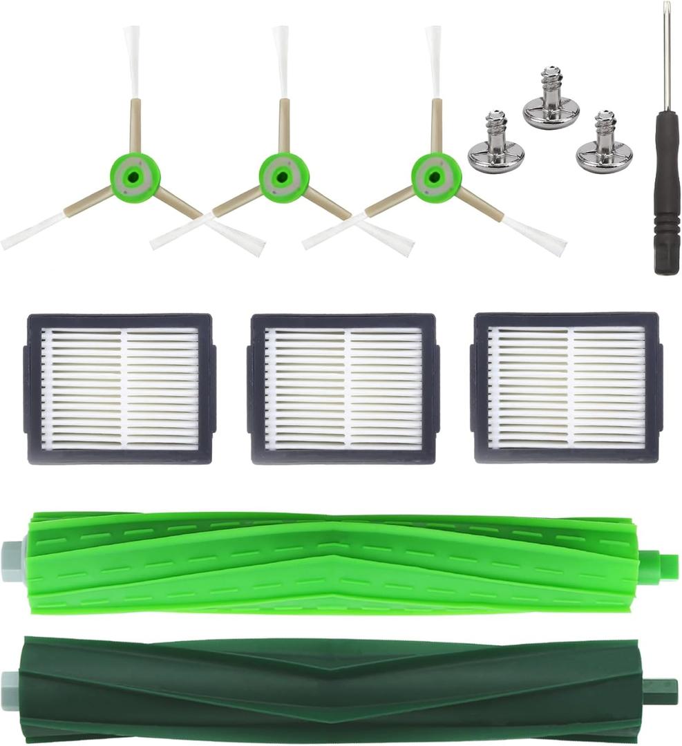 Replacement Parts for iRobot Roomba - Multi-Surface Rubber Brushes, HEPA Filters, Edge-Sweeping Brushes - Compatible with i Series (i3/i4/i6/i7/i8), J7, E Series (E5/E6/E7) Vacuum Cleaners