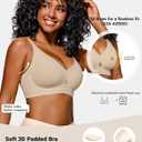 Comfortable Wireless Everyday Bras for Women Seamless Full Coverage T-Shirt Bra Breathable Support Brassiere (Beige)