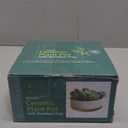 LANKER 6.3 Inch Round White Ceramic Succulent Planter Pot Decorative Cactus Plant Pot Flower Container with Bamboo Tray (Round 6.3Inch)