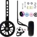 2 pcs Wider Bike Training Wheels Flash Silent for 12-20 inch Bicycles, Sturdy and Adjustable, Training Wheels For Kids Bike (Black