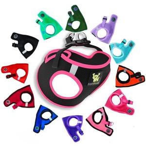 EcoBark Step in Dog Harness - Eco-Friendly Dog Harnesses for for Small & Medium Breed Dogs - Reflective and Adjustable Chest Body Halter Vest -Soft Luxurious Mesh (Black and Pink, XL)