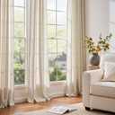 jinchan Linen Curtains 84 Inches Long for Living Room Bedroom Farmhouse Light Filtering Grommet Drapes Semi Sheer Natural Linen Textured Window Curtains 7ft Neutral Curtain Panels for Dining Office