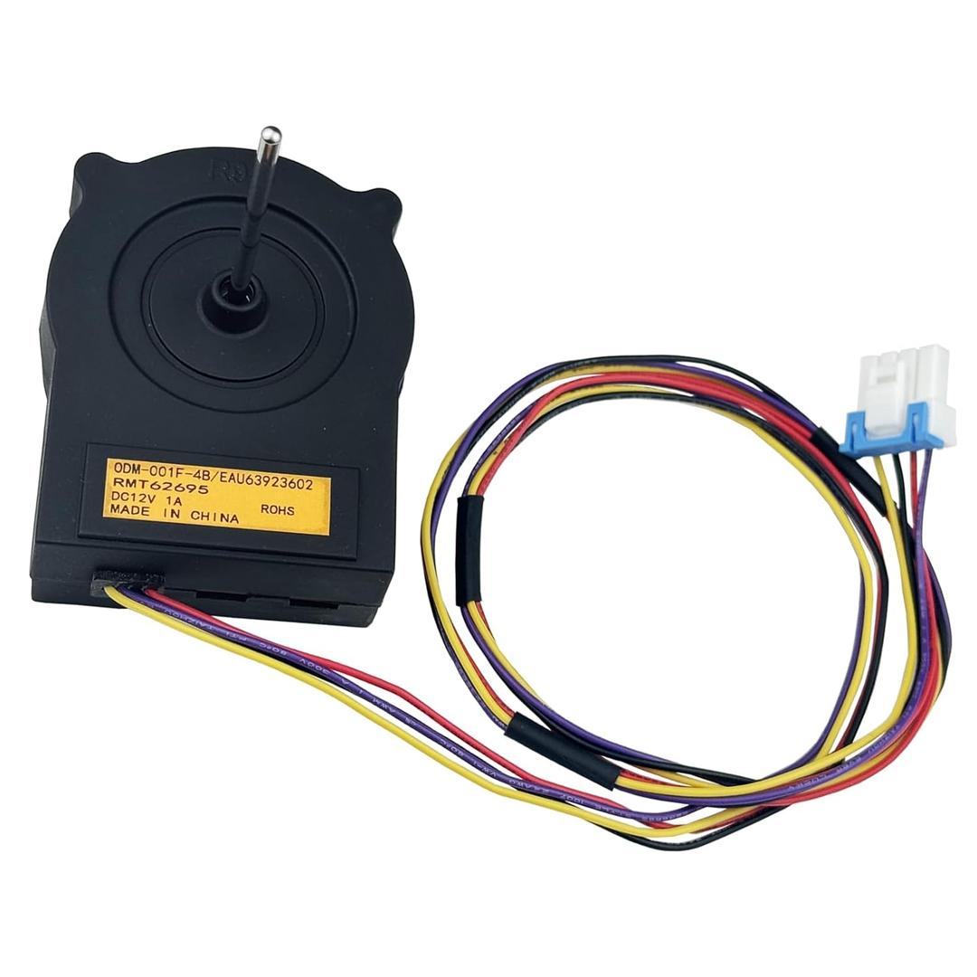 EAU63923602 Refrigerator Condenser Fan Motor Compatible with LG Fridge Refrigerator Cooling Fan Motor Assembly Replaces ODM-001F-4B DC 12V 1A for Fridge Radiator Freezer Freezing Fans