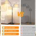 OUTON Arc Led Floor Lamp, Modern 3 Light Arched Tall Floor Lamps for Living Room, Mid Century Adjustable Standing Corner Lamps for Bedroom Office, 3 LED Bulbs Included, Beige Lampshade