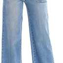 Astylish Womens High Waisted Straight Leg Jeans Stretchy Wide Leg Jeans Trendy Denim Pants (14, Ashleigh Blue)