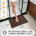 Yimobra Washable Bathroom Rugs, Super Soft & Absorbent Chenille Bath Mat for Floor & Carpet, Quick Dry Non Slip Bath Mat for Tub Shower, 24" x 17",Brown