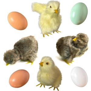 Realistic Furry Baby Chicks Easter Eggs Decor Set - Lifelike Spring Chickies Tabletop Decorations, Farmhouse Photo Props, Basket Fillers, Lifelike Plush Chickens Home Ornaments (8)