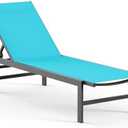 Vexwalx Outdoor Lounge Chairs for Pool, Aluminum Chaise Lounge Chairs with 5-Position Recliner, Patio Lounge Chair for Backyard, Poolside, Deck, Lawn, Lake Blue
