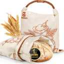 Sourdough Bread Bags, 2 Sets Detachable Bread Storage for Homemade Sourdough, Reusable Linen Food Storage with Lining & Triple Lock for Fresh Keeping, BPA Free, Christmas Baking Gifts (Orange Pattern)