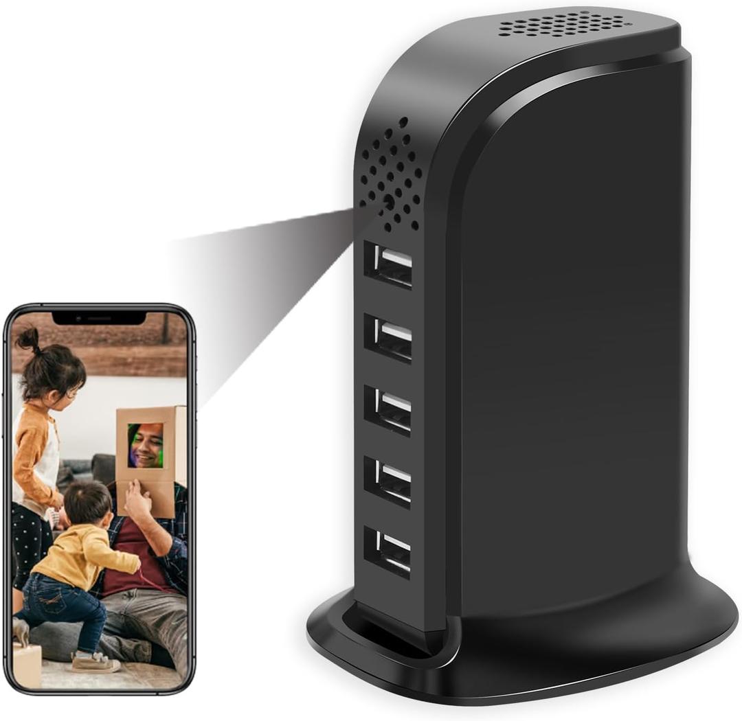 Mini Hidden Camera Charger Wireless Nanny Cam 1080P HD WiFi Video-Only Recorder with Motion Detection Alert Remote Viewing Indoror Security Camera for Home and Pet Indoor